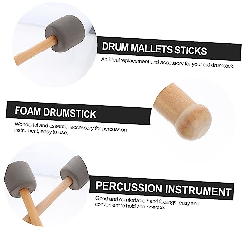 4 baquetas para batería y percusión, con cabeza de espuma y mango de madera, para bombo miniatura 7