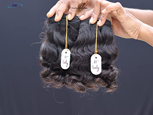 IDM 10” Curly 2 bundles raw Indian hair natural Indian curly single donor hair