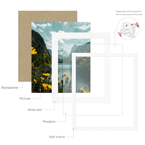 Picrit 20x24 Picture Frame 3 Pack, White Poster Frame, Display Poster 16 x 20 with Mat or 20 x 24 without Mat for Horizontal or Vertical Wall Mounting