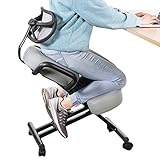 DRAGONN by VIVO Ergonomic Kneeling Chair with Back Support, Adjustable Stool for Home and Office with Angled Seat for Better Posture - Thick Comfortable Cushions, Gray, DN-CH-K02G