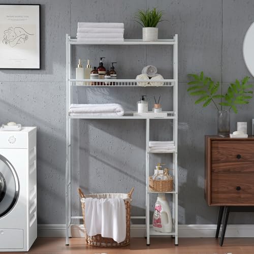 32.8" W x 12.2" D x 61" H White Standing Storage Shelves - 3+3 Tier Metal Shelving Unit, Heavy Duty Shelf Organizer for Living Room Bathroom Laundry Kitchen, Multi - Purpose Storage Rack Plant Shelf - Image 5