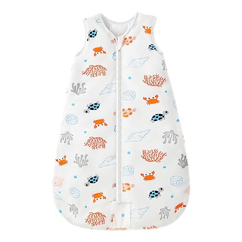 Image of Mosebears Sleep Sack Baby Winter Wearable Blanket with 2-Way Zipper,2.5 TOG Cotton Sleep Sack Unisex (Ocean Animal, 0-6 Months)