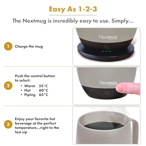 Image of Nextmug - Temperature-Controlled, Self-Heating Coffee Mug (Almond - 14 oz.)