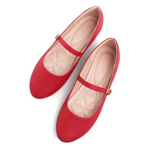 Image of TN TANGNEST Leather Flats for Women Retro Mary Jane Flats