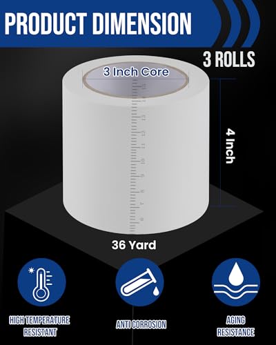Image of Lichamp 3 Rolls Vinyl Tape, Premium Safety Marking and Traffic Floor Marking Tape, Bundling, Social Distancing, 4 Inch x 36 Yards per Roll, 108 Total Yards, White