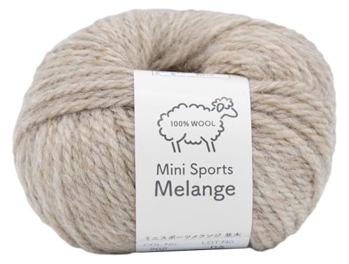 元廣 SKI YARN (スキー毛糸) ミニスポーツメランジ 並太 COL. 202 ベージュ 系 ウール100% 約30g57mのサムネイル