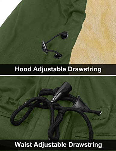 Yxp Women's Winter Thicken Military Parka Jacket Warm Fleece Cotton Coat With Removable Hood (Dark Army Green,M) #TOP6