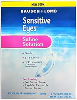 Contact Lens Solution by Bausch & Lomb, Sensitive Eyes Solution for Soft Contact & Gas Permeable Lenses, Saline Solution with Potassium, 12 Fl Oz (Pack of 2)