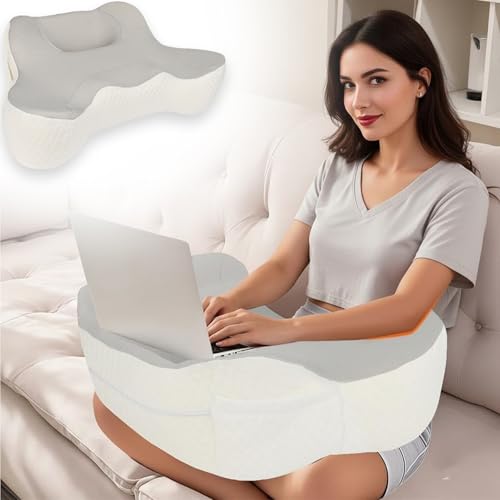 Leafora Reading Pillow, Lap Desk Pillow for Laptop, Lap Desk with Cushion, Memory Foam Gaming Pillow for Gaming, Reading, Working, Bed, Sofa, Floor, Car