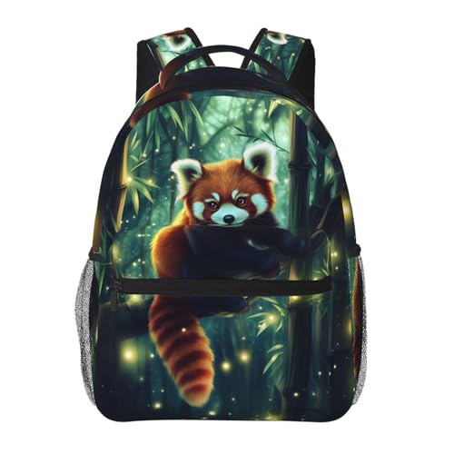 Ti Caldi Cute Red Panda Backpack for Women Teen Girls School Laptop College Adorable Forest Wildlife Backpacks for Gifts Travel Hiking Work Camping, Polyester Lightweight Animal Bookbag Back Pack