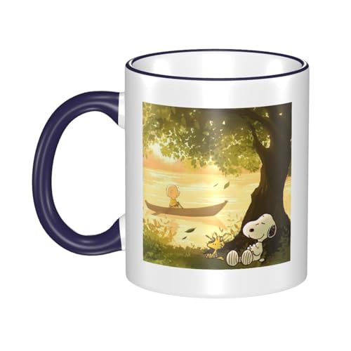 スヌーピー マグカップ 保温・保冷 電子レンジ対応 コーヒーカップ 陶器 セラミック 耐高温 軽量 個性人気 誕生日プレゼント大容量 Navy Blue