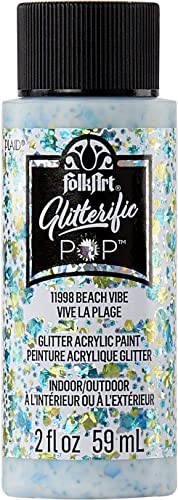 Folkart Glitterific Pop Acrylic Craft Paint, Beach Vibe 2 Fl Oz Premium Glitter Finish Paint, Perfect For Easy To Apply Diy Arts And Crafts, 11998 #TOP24