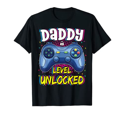 Uomo Daddy Level Unlocked Funny Video Gamer Dad to Be Maglietta
