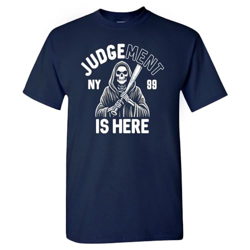 Judgement is Here Mens New York T-Shirt for Baseball Fans (Navy Shirt L)