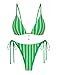 ZAFUL Green Crochet Beads Bikini Sets for Women Cheeky Two Piece Tropical Bathing Suits Striped Brazilian High Cut Knit Swimsuit for Vacation Resort Wear 2026