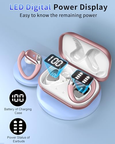 Image of Ear buds Wireless Earbuds, Bluetooth 5.4 headphones Sport 2024 Noise Cancelling, Running Headphones 50Hrs, Over Ear Earbuds with Ear Hooks, Bluetooth Earphones with Mic /IP7 Waterproof for Android iOS
