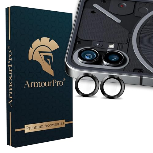 Image of ArmourPro Camera Rings Tempered Glass for Nothing Phone 1, Tough HD Individual Aluminum Alloy Rings 9H Camera Cover, Scratch-Resistant,Camera Lens Protection| Black, 1 Pack
