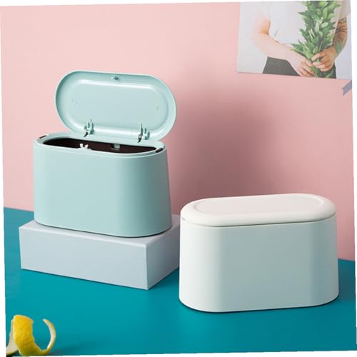 Pequeña caneca de basura rectangular blanca para escritorio miniatura 3