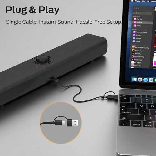 Image of Monster S330 Computer Speakers, HiFi Stereo Sound PC Speakers, Bluetooth 6.0 Computer Sound Bar with Dynamic RGB Light, USB /Type-C Plug & Play, Gaming Speakers for Computer Desktop, PC, Laptop, Tablet