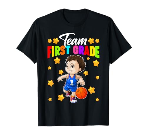Funny Team First Grade Basketball First Day Of School Boys T-Shirt