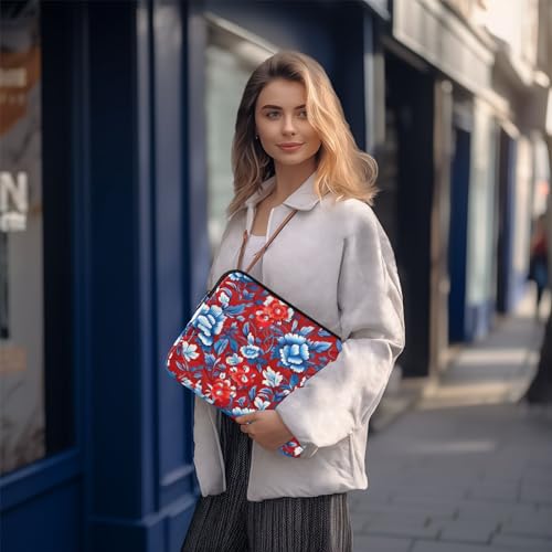 Funda para portátil 13-14 pulgadas con flores azules y rojas miniatura 7