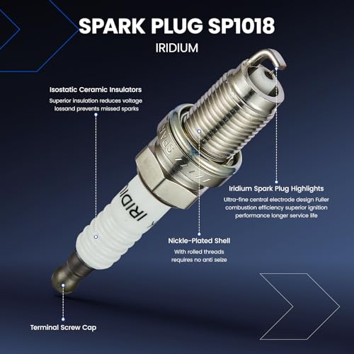 Image of Set of 4 Ignition Coil Pack UF417 and Iridium Spark Plugs SP1018 4 Pack Compatible with Acura RDX 2007 2008 2009 2010 2011 2012 2.3L TSX 2004-2008 2.4L l4 Replaces 52-1781 30520-PNC-004