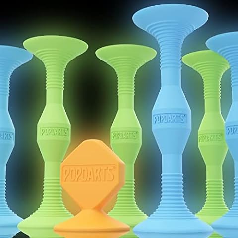 POPDARTS Glow Pack Game Set Glow in The Dark (Blue and Green) - Indoor, Outdoor Suction Cup Throwing Game - Competition with a POP Cover