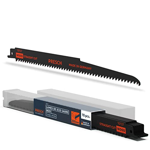 Presch Lames scie sabre pour le bois 280mm 10 pces (longues) - Coupe 6-250mm - Lame scie sabre pour le bois, les tubes PVC, etc. - Jeu de lames de scie avec...