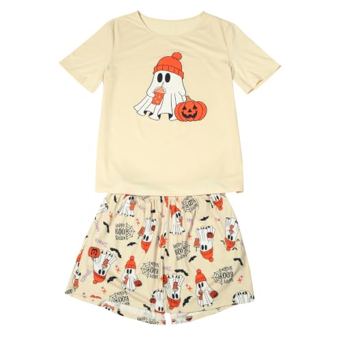 Women Halloween Pajamas Ghost Short Sleeve Sleepwear Lounge Set - image 6