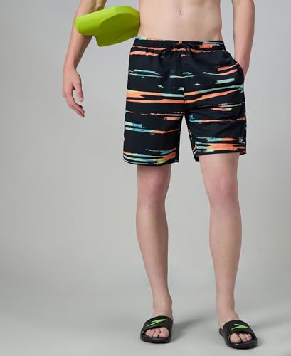 Image of Speedo Men's 4 Way Flex Essential Printed Watershorts with Side Pockets | Water Repellent | Internal Drawcord | Wide Waistband Swimming Trunks