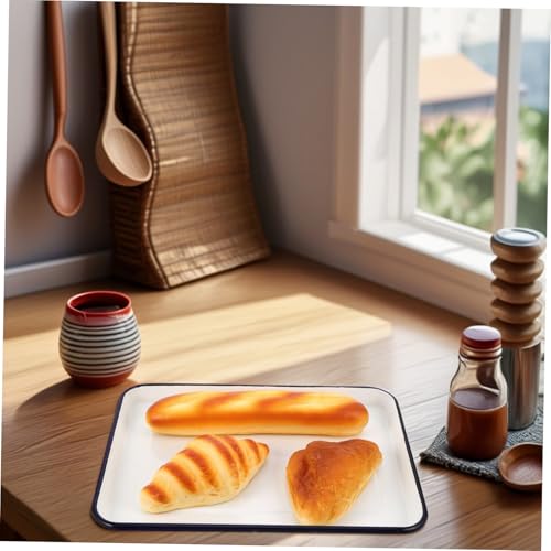 Plateau de cuisson rectangulaire émail blanc rétro NUOBESTY résistant pour le service à table
