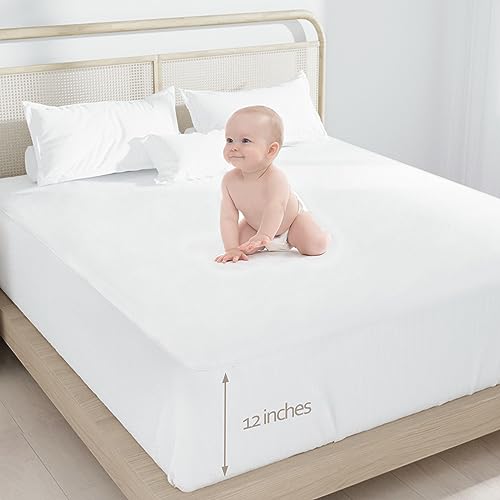 Image of Twin Fitted Sheet Only, Twin Size Sheets for Kids Up to 12 Inches Deep Procket, Single Bed Mattress Sheets Stretchable Breathable Cover for Air Mattress, White