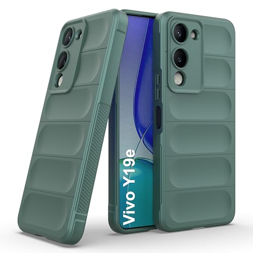 Image of amazon basics Back Case Cover for Vivo Y19e | Compatible for Vivo Y19e Back Cover | Liquid Silicon Magic Case with Camera Protection | Dark Green