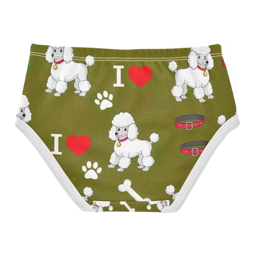 Cute Dogs Green Underwear Girls, Toddler Girl Briefs, Cotton Girls Underwear, 2–8 Years2