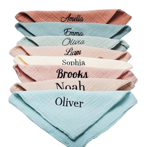6 Pack Personalized Baby Washcloths and Burp Cloths, Soft Absorbent Towels for Newborns, 12x12 Inches