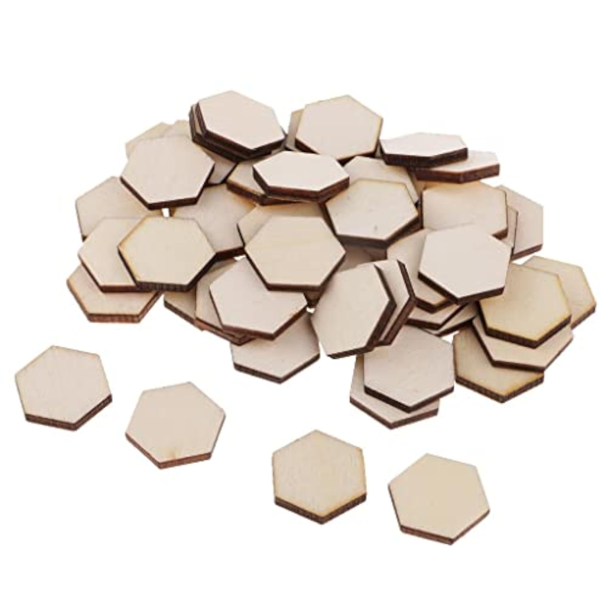 Wood Hexagon Crafts Cutout Shape Unfinished Wood Mosaic Tile