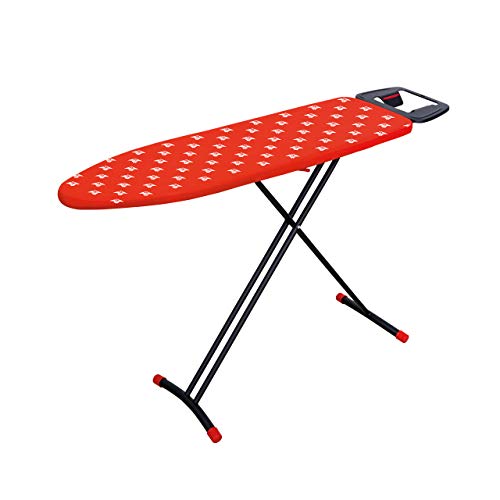Di4 Stiro Facile - Tabla de Planchar, Superficie de 110 x 32 cm, Soporte para plancha, Protectores de Silicona, Altura hasta 87 cm, Funda 100% algodón, Pies antideslizantes