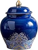 Keramik-Teekanister, Vorratstank, Keramik-Tee-Aufbewahrungskanne, Teedose im chinesischen Stil, Vorratsgläser, Teedosen, Dosen, Kanister, traditionelle Teedose, versiegelte Deckel ( Color : Blue )