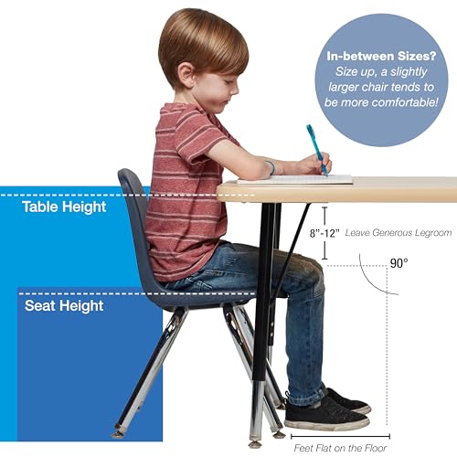 Image of FDP 18 inch School Stack Chair,Stacking Student Seat with Chromed Steel Legs and Swivel Glides for Classroom, Homeschool or Office - Blue, 11561-BL