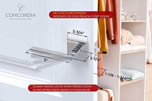 Concordia 1008 - Inactive Dummy Door Handle Door Lever In Satin Nickel - Polished Chrome Finish - Dummy Left #TOP1