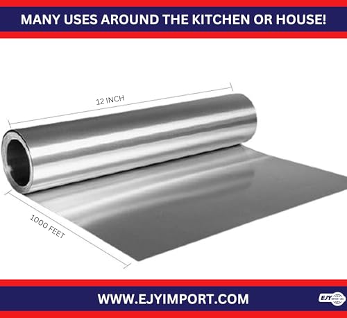 Ejy Import Standard Premium Aluminum Foil | 12"X1000 Feet Long | Industrial Size And Strength | Commercial Grade & Length Foil Wrap For Food Service Industry And Home Use thumb #4