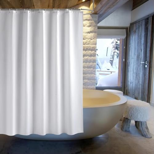 Rideau de douche blanc long et extra large 180x210 cm avec crochets - 3