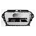 Coche Delantero Parachoques Parrilla Central Parrilla Apto for Audi A3 / S3 8V 2014 2015 2016 (Refutar RS3 Estilo) Rejilla de Parachoques Delantero del Coche Parrilla (Color : with Black Emblem)
