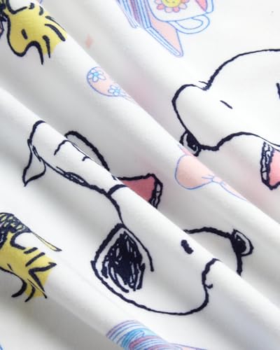 Image of COCO BRANDS Peanuts Snoopy Womens Pajama Set - 2 Piece Short Sleeve Button Down Sleep Shirt and Pajama Shorts