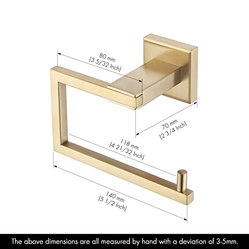 Kes Toilet Paper Holder Bathroom Tissue Roll Holder Dispenser Sus304 Stainless Steel Wall Mount Modern Square Style Brushed Gold, A2470-Bz #TOP1