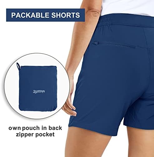 33,000ft Wandelbroek voor dames, korte cargoshorts, bermuda, stretch, lichte hardloopshorts, zomer, UPF50 , korte broek voor wandelen, kamperen, reizen, Kaki, 42