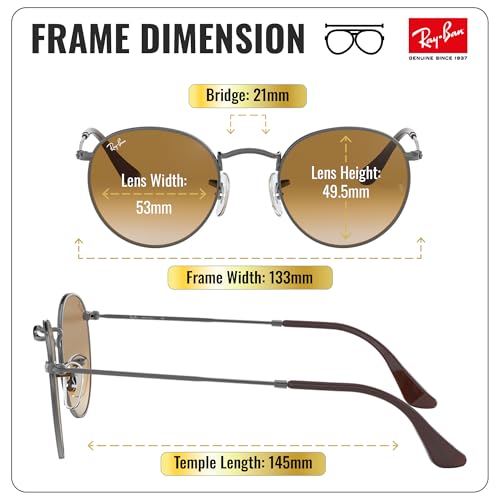 Image of Ray-Ban RB3447N ROUND FLAT LENSES Round Shaped Sunglasses for Men with Official RAYBAN Eyewear Kit