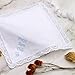 HOULIFE Embroidered Lace Wedding Handkerchief 60S Cotton White Hankies Personalized Embroidery Hanky for Bride Groom Wedding Day Gift, 32x32cm/12.6x12.6”