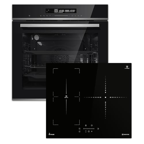 Autarkes Herdset: 60cm Einbaubackofen EB8017ED + 59cm Induktionskochfeld IND5903SP | Katalyse | Pizzafunktion | Grill | Umluft | Heißluft | Automatik-Timer | SET8017IND593SP