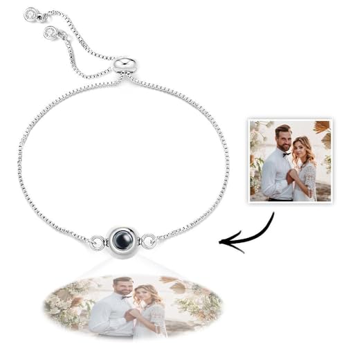 VEELU Custom Bracelet with Picture Inside - Picture Bracelet Personalized Photo - Customized Photo Projection Bracelets - Anniversary Memorial Gifts for Couples & Loved Ones3